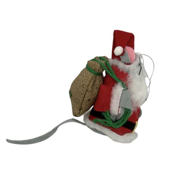 Festive Vintage Handcrafted Wool Felt Mouse Santa Claus Ornament XMAS Friends - Picture 5 of 12